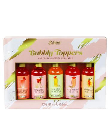 Thoughtfully Gifts Champagne Toppers Gift Set 2.3 Ounces Each Flavors Include Blood Orange Mimosa Raspberry Bellini Mango Mimosa Grapefruit Bellini and Mandarin Mimosa Pack of 5 (NO Alcohol)