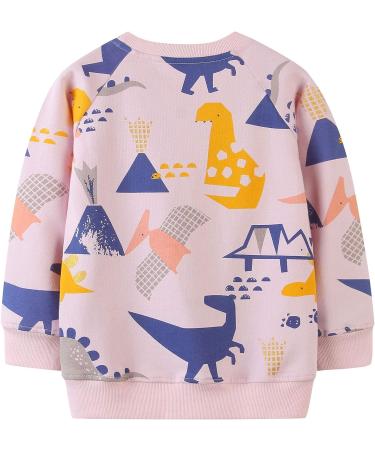 Girls Dinosaur Sweatshirt - Cotton Casual Jumper, Toddler Long Sleeve Pullover | Age 5-6 Years - Buy Online on SooperMarket.com