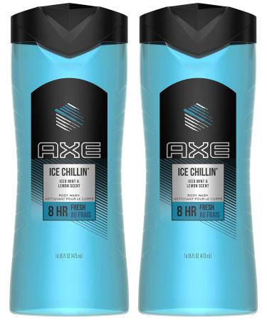 Axe Body Wash - Ice Chillin' - Iced Mint & Lemon Scent - Net Wt. 16 FL OZ (473 mL) Per Bottle - Pack of 2 Bottles