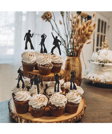 30 Pack 70's Disco Cupcake Toppers Glitter 70s Disco Dancing Cupcake Picks for Music Wedding Birthday 70's Disco Dancer Cupcake Decorations Party Supplies Black 1 - Buy Online on SooperMarket.com
