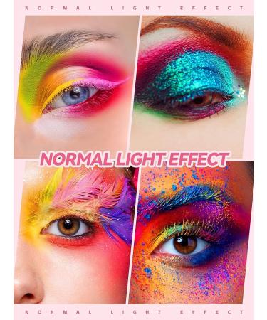 Kalolary Glow in the Dark Neon Eyeshadow Palette - 24 Colors, UV Glow, Matte & Glitter, Highly Pigmented, with 4 Brushes - Buy Online on SooperMarket.com
