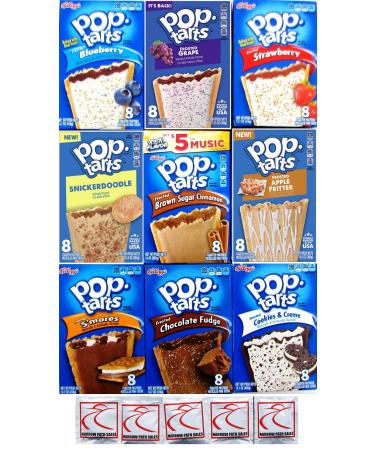 9 Pack! The Ultimate Pop Tarts Variety Pack 9 Different Flavors - Bundle of 9 Boxes, 1 of Each Flavor. Gift Box, Value Pack, Breakfast Food