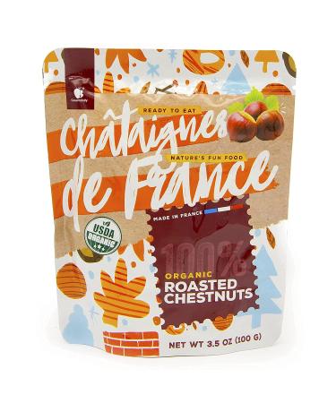 Organic Roasted Chestnut Pouches from Ardeche - Pack of 12, 3.5 oz - Ready-to-Eat Whole Chestnuts from France - Buy Online on SooperMarket.com