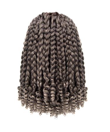 7 Packs 10 Inches Goddess Box Braid Crochet Hair with Toni Curl Ends for Black Women Mother and Baby Kids - Ombre Gray Bohemian Box Braids Crochet Hair (105 Strands T1B/Gray) 10 Inch (Pack of 7) T1B/GRAY