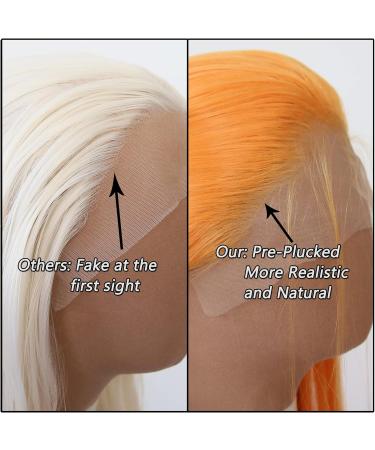 Orange Lace Front Wig - Long Straight Synthetic Hair for Black Women - Heat Resistant Fiber - Cosplay and Daily Wear - Buy Online on SooperMarket.com