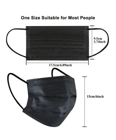 100pcs Black Disposable Face Masks - 3 Ply Adults Disposable Mask (100 Pcs) - Buy Online on SooperMarket.com