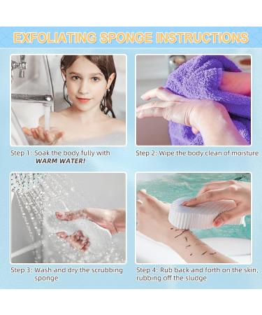 Super Soft Exfoliating Bath Sponge 3Pcs Set - Gentle Dead Skin Remover for Adults, Children, and Pregnant Women - Buy Online on SooperMarket.com