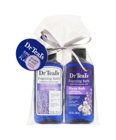 Dr Teal's Foaming Bath Holiday Gift Combo Pack (6 fl oz Total), Soothe & Sleep with Lavender, and Sleep Bath with Melatonin. Treat Your Skin, Your Senses, and Your Stress.