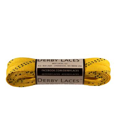 Derby Laces Yellow 72 Inch Waxed Skate Lace for Roller Derby, Hockey and Ice Skates, and Boots