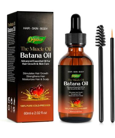 Raw Batana Oil for Hair Growth Batana Oil Organic Miracle Oil for Hair and Skin that Helps Hair Care Reduce Hair Loss and Split Ends Repair Damaged Hair & Scalp Create Healthy & Thick Hair -60ML