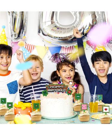 40 Pieces Pixel Cake Toppers - Video Game Muffin & Cake Decorations for Young Girls' Birthday Parties - Green Pixel Tortendeko - Buy Online on SooperMarket.com