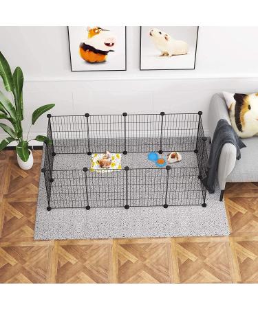 C&AHOME 12 PCS Pet Playpen for Guinea Pigs, Puppy - Portable Indoor Exercise Cage Fence for Small Animals - DIY Metal Yard Fence - Black - Buy Online on SooperMarket.com