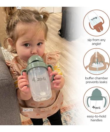 ZoLi BOT 2.0 Weighted Straw Sippy Cup - Spruce Green | Toddler Training & Transition Straw Cup with Handles - Buy Online on SooperMarket.com