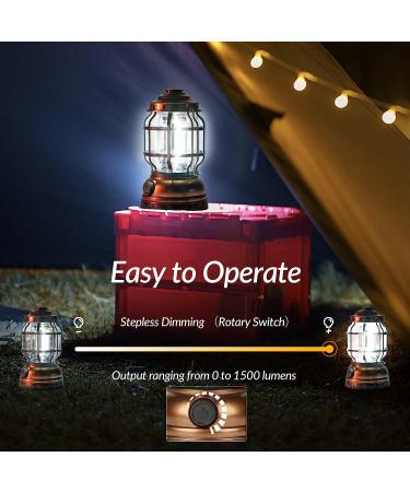 Rechargeable 1500LM Dimmable LED Camping Lantern - Waterproof Vintage Lantern for Outdoor Hiking & Emergencies - Buy Online on SooperMarket.com