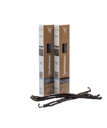 Vanillabazaar Sustainable Madagascan Grade A Beans - 10 Bourbon Gourmet Vanilla Pods in Resealable Tube for Chefs & Home Baking / Extraction Purposes - 2 X 5 Pod Tubes