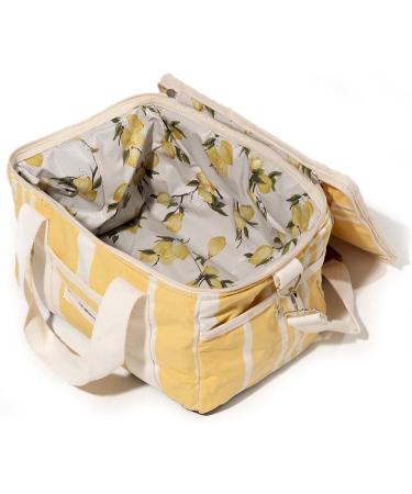 Business & Pleasure Co. Premium Vintage Yellow Striped Cooling Bag | Perfect for Beach Days & Picnics | Keeps Food Fresh & Drinks Cold - 14L Insulated Lunch Bag - Buy Online on SooperMarket.com