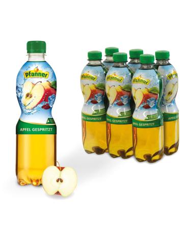 Pfanner apple spritzer (6 x 0.5 l) made from 55% fruit content with carbonic acid - fruit drink with no added sugar - spritzer in a bulk pack