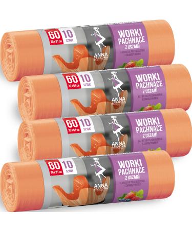 Fruity fragrant garbage bags 60l with handle large pack 40 pieces - 70x61cm 16 m 100% recycled Eucertplast - Henkel closure ideal for household & smaller projects long -lasting 40 pieces (1 Pack) Lot de 40 SACs - 60 l - Fruit s - 16 m