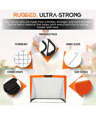 EliteGo Kids Soccer Goals Set of 2 - 4' x 3' Backyard Soccer Net in Orange - Buy Online on SooperMarket.com