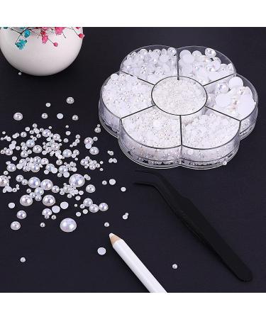 Thinp 5645 PCS Nail Pearls Set with Pickup Pencil and Tweezer - Assorted Sizes Flat Back Pearls Nail Charms for Crafting and Nail Art - Buy Online on SooperMarket.com
