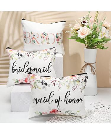 Bridesmaids Makeup Bag Set - Floral Wedding Cosmetic Canvas Bags for Women - Buy Online on SooperMarket.com
