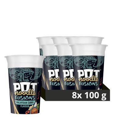 Pot Noodle Fusions Malaysian Curry Instant Snack Vegan quick-to-make snack pot 8x 100 g