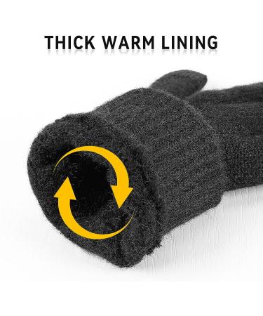 Cierto Winter Gloves - Unisex Cold Weather Stretchy Knit Thermal Touch Screen Gloves | Windproof Smart Phone Touchscreen Warm Gloves for Driving Running Cycling Hiking - Black - Buy Online on SooperMarket.com