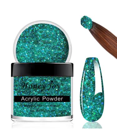 28g/box Color Acrylic Powder Professional Holographic Green Glitter Acrylic Nail French Manicure Powder for Nail Extension Acrylic Nail System HJ-NAP017-No.44