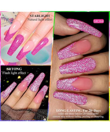 MEET ACROSS Neon Reflective Glitter Gel Nail Polish Set - Shimmery Sparkly Gel Art Varnish Kit for DIY Manicure - Soak Off LED Lamp Included - Buy Online on SooperMarket.com