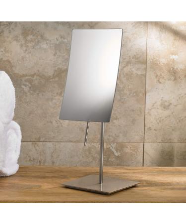 Marriott Minimalist Table-Top Vanity Mirror - Swivel Vanity Mirror with 3X Magnification - Chic Brushed Nickel Finish