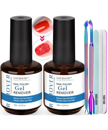 LOUINSTIC Gel Nail Polish Remover -Quickly Remove Gel Polish in 2-5 Minutes(2pcs) 2pcs gel polish remover&nail polish remover tool
