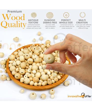 Innovative Offer: 510 Pcs Wooden Beads with Jute Twine - 6 Sizes Unfinished Wood Beads for Crafts - Ideal for Jewelry Making, Garland, and DIY Projects - Buy Online on SooperMarket.com