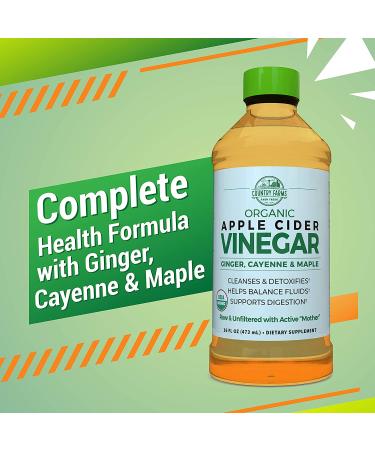 Organic Apple Cider Vinegar with Ginger & Cayenne - Country Farms 16 fl oz - Buy Online on SooperMarket.com
