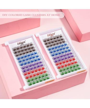 Colored Lash Clusters DIY Eyelash Extensions - 72 C/D Curl Individual Lashes in Brown, Blue, Purple, Green, Red - Thin Band DIT at Home - Volume Mix Color-D 16mm - Buy Online on SooperMarket.com
