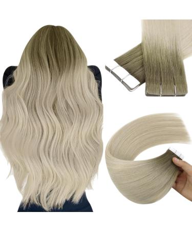 Youngsee injection tape extensions real hair balayage virgin tape in extensions light brown ombre blonde real hair extensions tape 40cm tape real hair extensions remy hair 5pcs 10g #9a/10/800 40 cc virgin- #9a/10/800