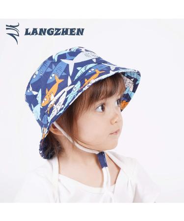 LANGZHEN Beach Sun Protection Hat for Baby Girls - Navy Shark, 6-12 Months - Buy Online on SooperMarket.com