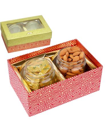 Jaiccha Ghasitaram Dryfruits Hamper- box with 2 Jars of Almonds and Mewa Bites |Gift for Diwali Holi Rakhi Valentine Christmas Birthday Anniversary Her Him|