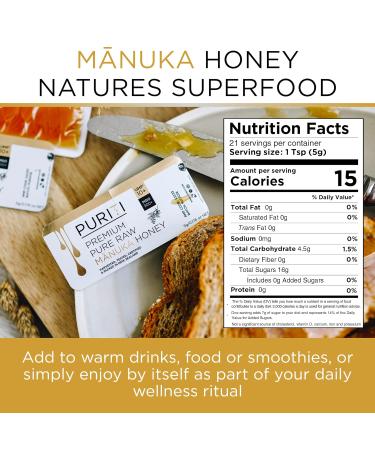 PURITI UMF 10+ Manuka Honey Snaps On The Go - 21 x 0.18oz Single Serve Packets from New Zealand - Buy Online on SooperMarket.com