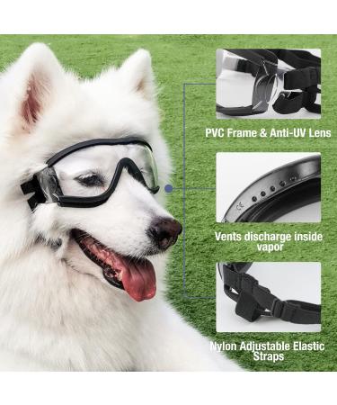 NAMSAN Dog Goggles Transparent Pet Sunglasses Waterproof Windproof Eye Protection for Large/Medium Dog Clear - Buy Online on SooperMarket.com