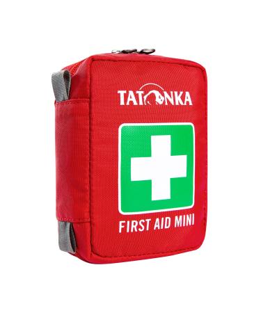 Tatonka First Aid Mini - First aid set with content (including tick pliers) - for outdoor hiking cycling etc. - Dimensions: 10 x 7 x 4 cm red