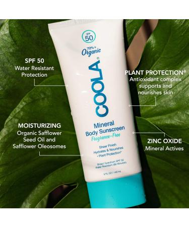 COOLA Organic Mineral Sunscreen SPF 50 Body Lotion - 5 Fl Oz | Dermatologist Tested, Vegan, Gluten Free, Fragrance Free - Daily Protection - Buy Online on SooperMarket.com