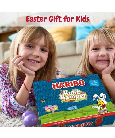 Easter Hamper for Kids - Haribo Hunt Hamper and Easter Bunny Masks 8 Pieces - 20x Haribo Eggs Galore Easter Sweets Baskets and Activities - Easter Egg Hunt Accessories Easter Gift for Kids - Buy Online on SooperMarket.com