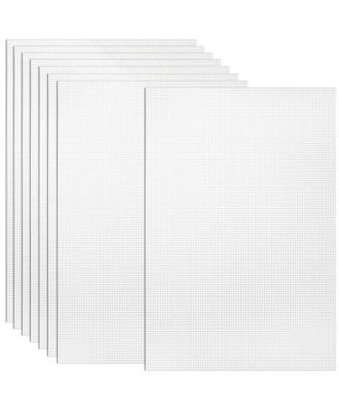 Tosnail Pack of 8 Sheets 7 Count Clear Plastic Mesh Canvas Sheets for Embroidery Crafting - 18" x 12"