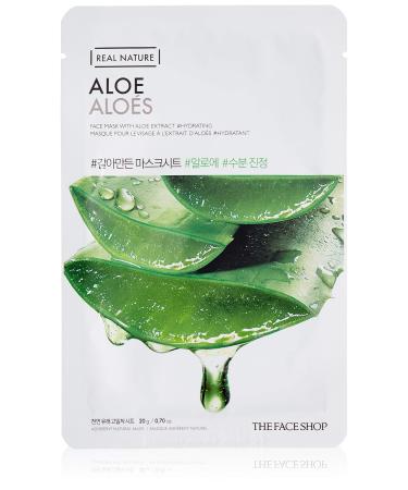 The Face Shop Real Nature Face Mask | Hydrates & Soothes Skin | Naturally-Derived  Mild Formula Without Additives & High Adhesiveness | K Beauty Facial Skincare for Oily & Dry Skin Aloe Vera 1 Count (Pack of 1)