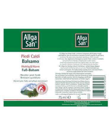 Allga San Warm Foot Balm 75ml Warming Cream with Mugo Pine Oil Ginger & Gentian | Moisturizing Foot Care for Dry Skin - Buy Online on SooperMarket.com