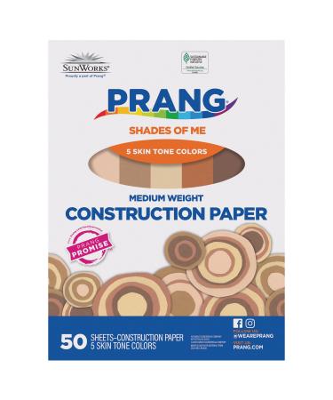 Prang (Formerly SunWorks) Shades of Me Construction Paper  5 Assorted Skin Tone Colors  12 x 18  50 Sheets