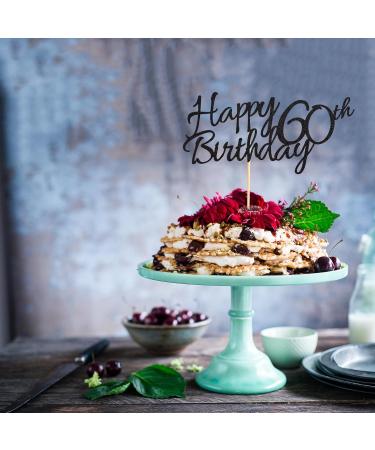 Arthsdite 1 Pc Happy 60th Birthday Cake Topper 60 Cake Topper Happy 60 Birthday Cake Decoration for 60th Cheers to 60 Birthday Party Decoration Supplies - Black Glitter Black 60 - Buy Online on SooperMarket.com