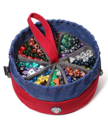 Monstrous - Dice Bag with 8 Pockets - Red/Blue - Huge Capacity 500+ Dice - Great for Dice Hoarders - by CardKingPro