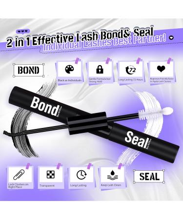 JIMIRE Natural Lash Clusters 3D Wispy Individual Eyelashes Extension Kit | Bond & Seal Glue | DIY 9-12MM CC Curl Fluffy | 96Pcs - Buy Online on SooperMarket.com