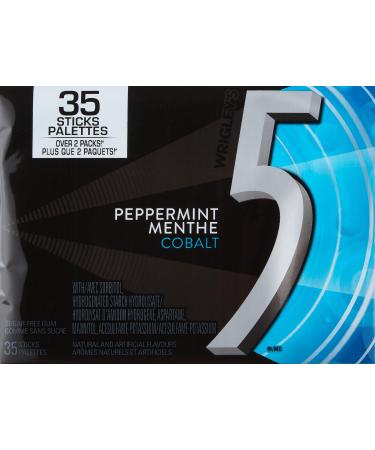 5 GUM Peppermint-Cobalt Flavoured Sugar Free Chewing Gum 35 Sticks 6 Packs
